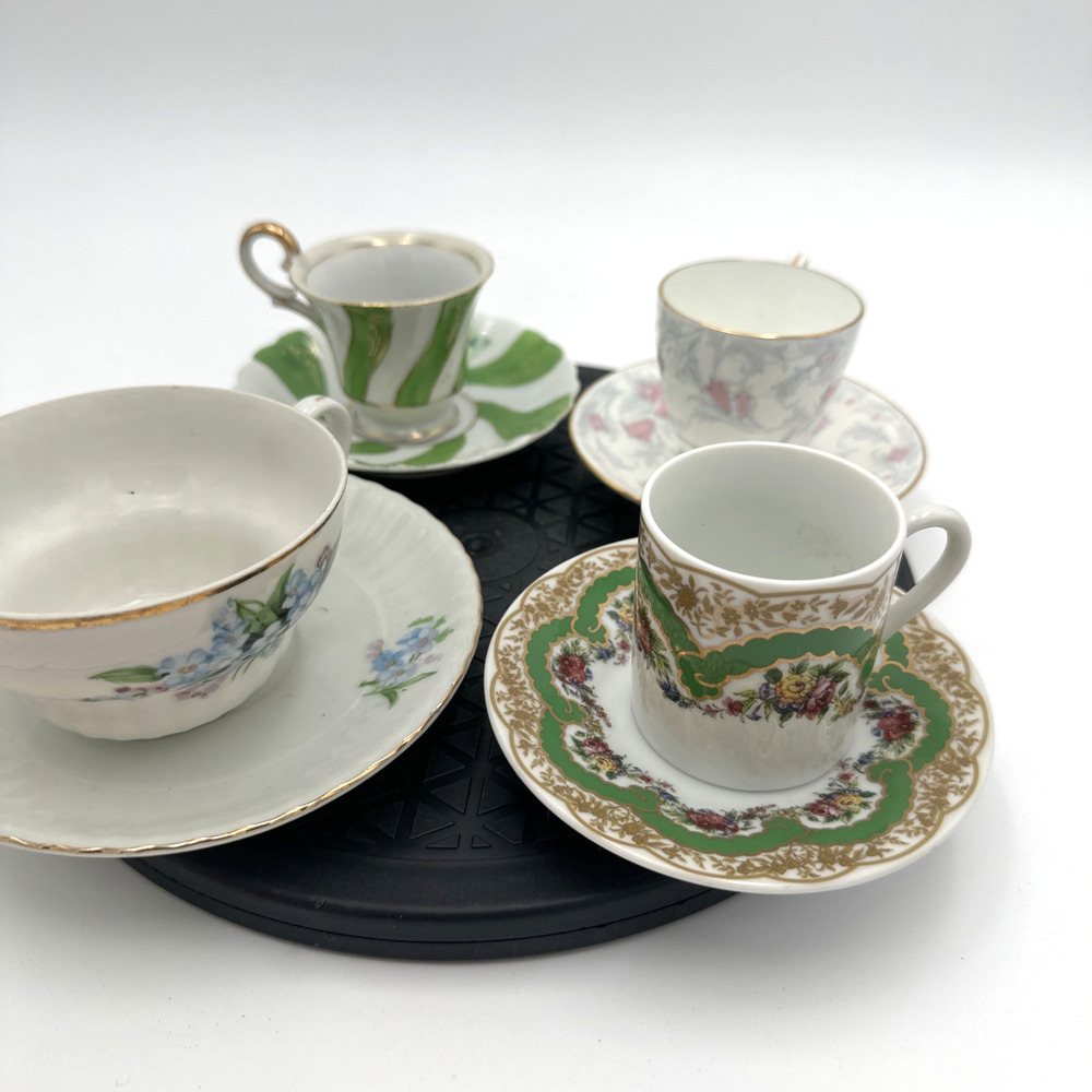 Set Of 4 Vintage Mini Tea Cups And Saucers Various Brands